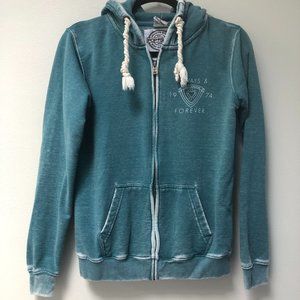 Teal Pop Surf Zip-Up Hoodie M